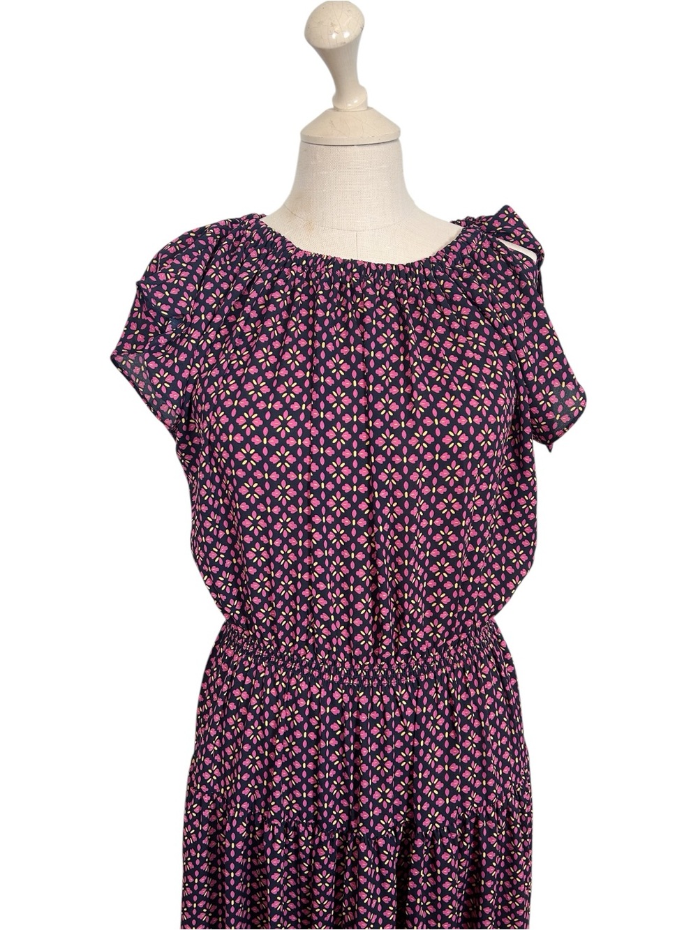 NWT Banana Republic Shirred Neck Drop Waist Midi Dress - Picture 5 of 12